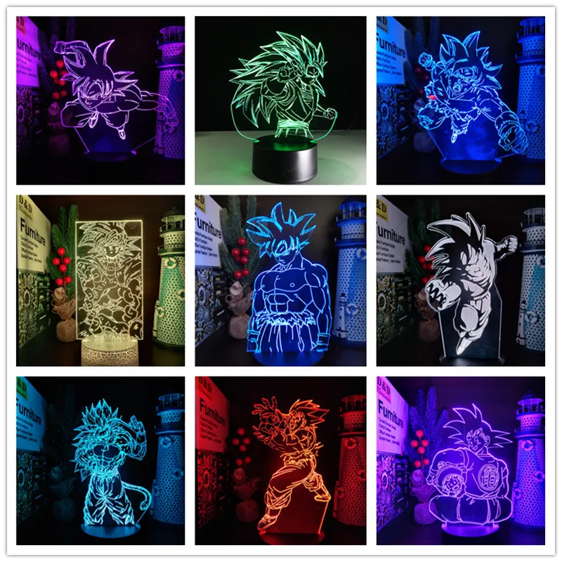 Dragon Ball Z Anime Lamp Home Decoration 3D Figure Night Light Son Goku Manga Lights Ultra Instinct Goku DBZ Lighting Home Decor