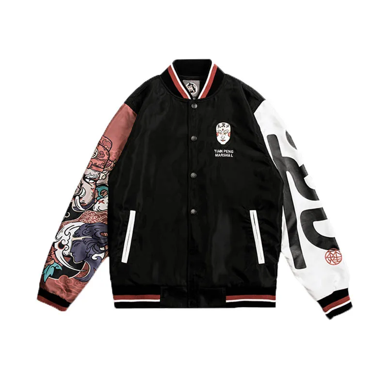 

chinese Streetwear WOOKONG Embroidery Baseball Jacket men's casual jacket Unisex coats Men's coats Worker Harajuku Thin Jacket