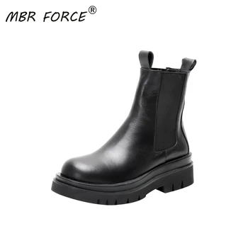 

MBR FORCE fashio high quality cowhide shoes short boots women short boots women thick-soled boots casual and convenient straight