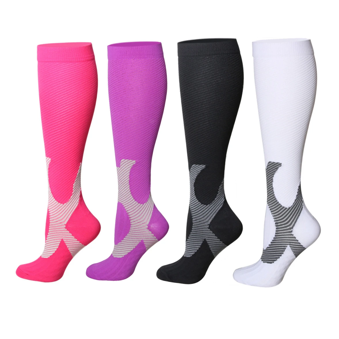 

Graduated Compression Stockings Leg Pressure Socks Running Knee Men Women Flight Sport Cycling Varicose Vein Nylon Travel Bike