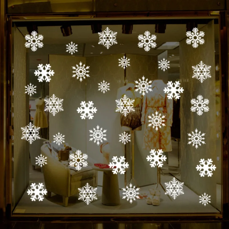 152 шт Рождественская Снежинка, наклейки на окна, статические наклейки, наклейки на стену, зимние детские, сделай сам, рождественские украшения для комнаты, товары для дома