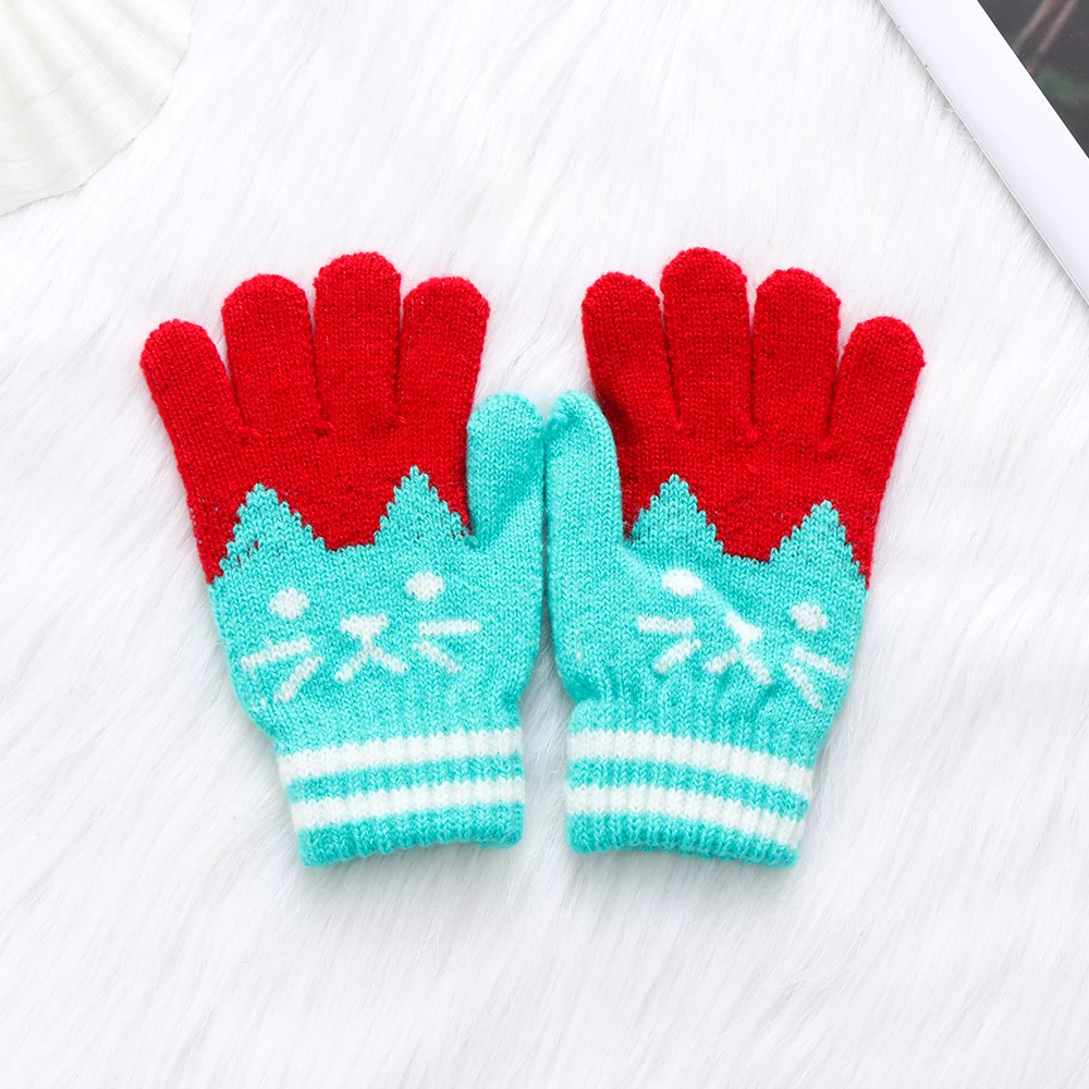 Зимние теплые толстые вязаные перчатки для детей, милые варежки для мальчиков и девочек, лидер продаж, имитация кашемира, милые детские перчатки