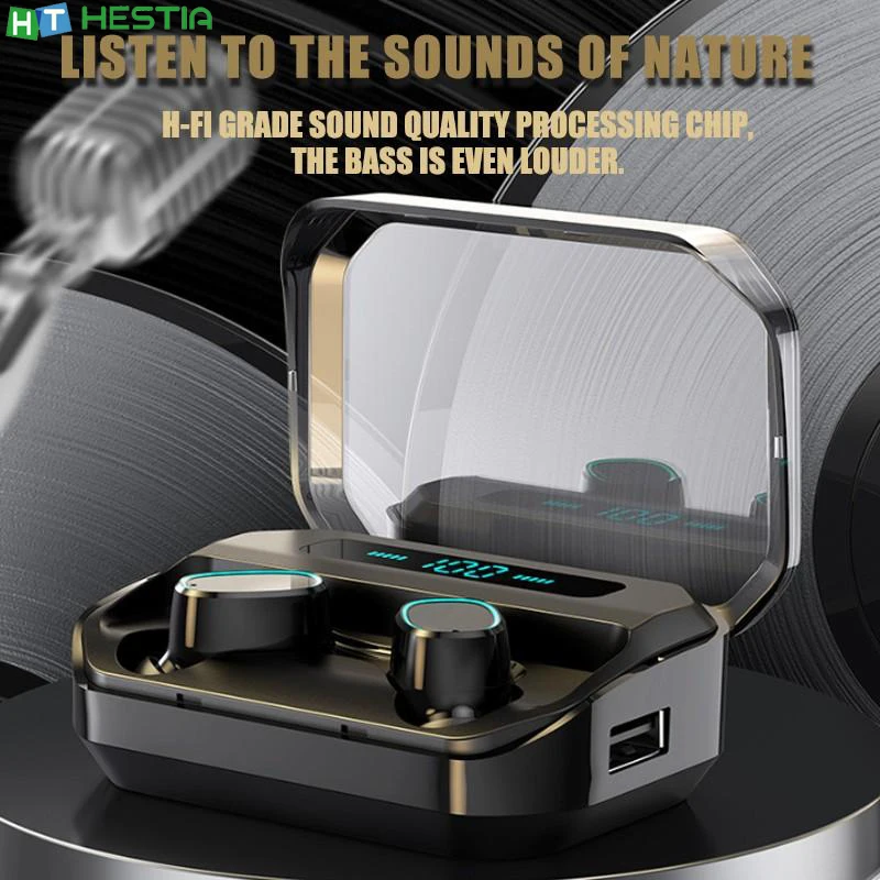 M8 Bluetooth Wireless Headphones LED Digital Power Display Noise Reduction Good Bass Sports Earphone with 1500mah Charging Bin