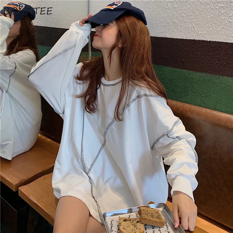 

Hoodies Women Ulzzang High Quality Soft Long Sleeve Female Large Spring Autumn Thin Student Loose Womens Sweatshirts Chic Casual