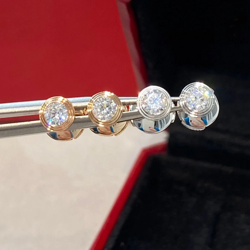 Luxury Fashion Brand 0.2Ct Mosang Diamond Stud Earrings Classical One