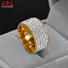 Auxauxme 5 Row Lines Clear White Stones Wedding Rings For Women Fashion Zircon Stainless Steel Female Teen Jewelry 1