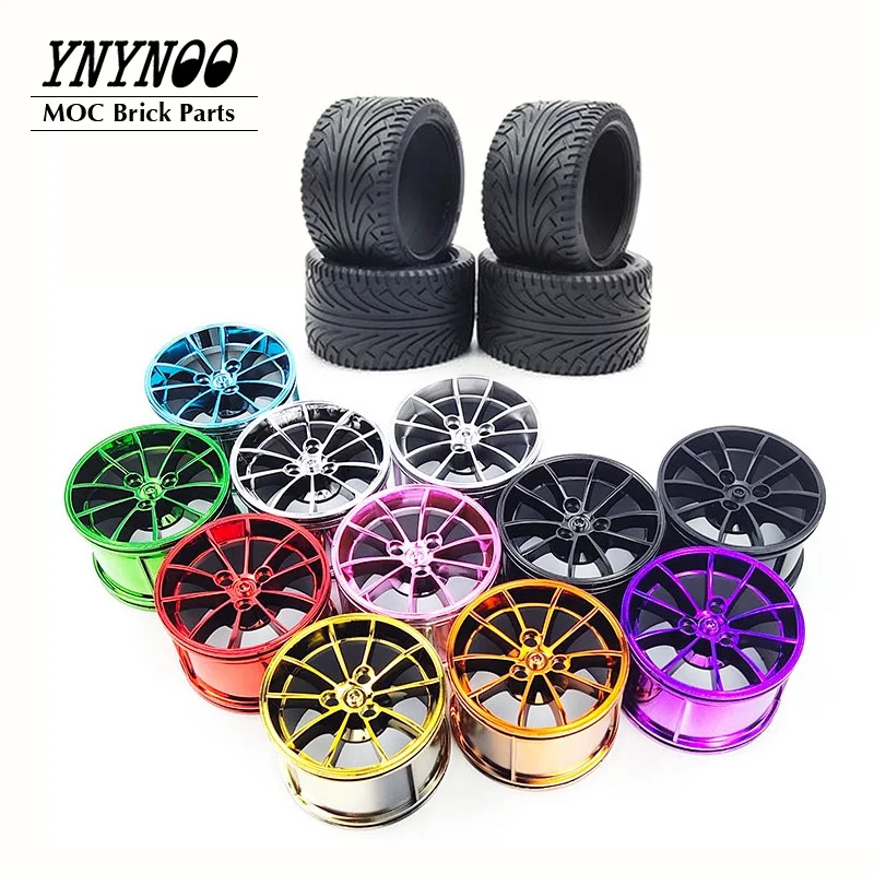 2Pcs High-Tech Wheels Tyres Hub ZR 23799 + 23800 Fit for 42056 Decool 3368 20001 Cars MOC Building Block Model DIY Brick Toys | Игрушки и