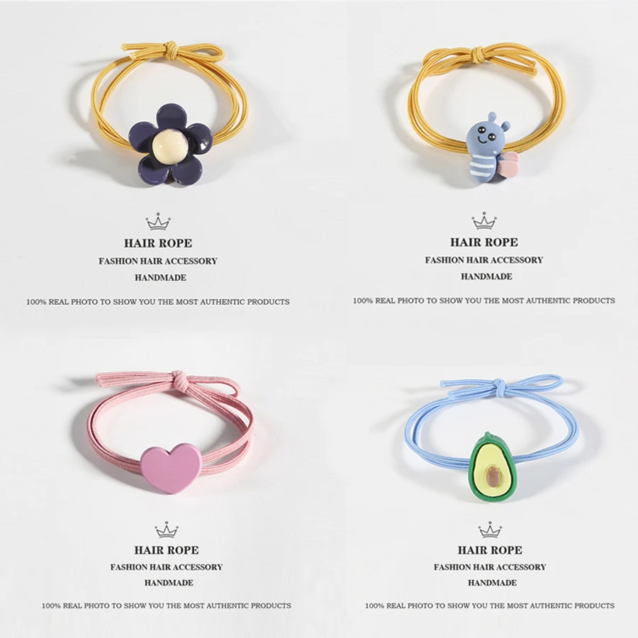 

Simple Elastic Rope Sweet Elastic Hair Bands Handmade Animal Flower Rubber Band For Women's and Girl Headwear Accessories