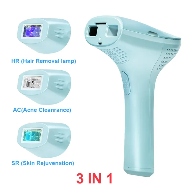 Mlay IPL Hair removal Epilator a Laser Permanent Malay Hair Removal Machine Face Body Electric depilador a Laser 500000 Flashes 3 IN 1 Skyblue