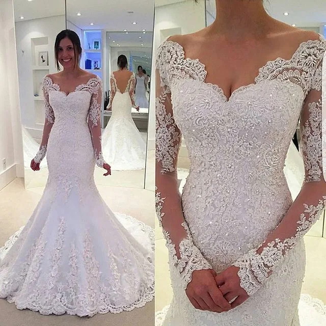 Vintage Elegance Mermaid Prinses Trouwjurken Lace Fishtail Banket Jurk Vintage Elegance Mermaid Prinses Trouwjurken Lace Fishtail Banket Jurk