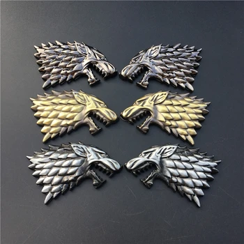 

House Stark of Winterfell Wolf Head Car Stickers For Renault Duster Subaru Forester VW bora Modified Metal 3D Stereo Side Label