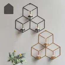 Американский запас Настенный 3D геометрический чай держатель свечей металлический домашний декоративный подсвечник