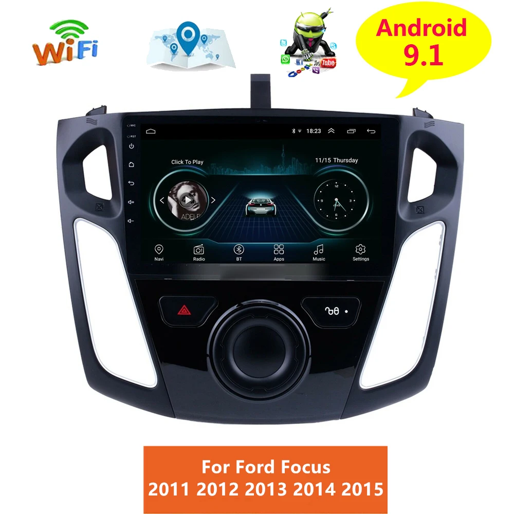 2din Android 9,1 автомобильный мультимедийный плеер для Ford Focus 2011 2012 2013 автомобильная стереосистема радио gps Навигация Авто