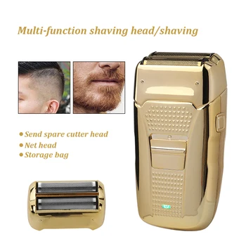 

Dual use Electric shaver reciprocating double-head USB charging retro razor bald machine with replacement shaving head
