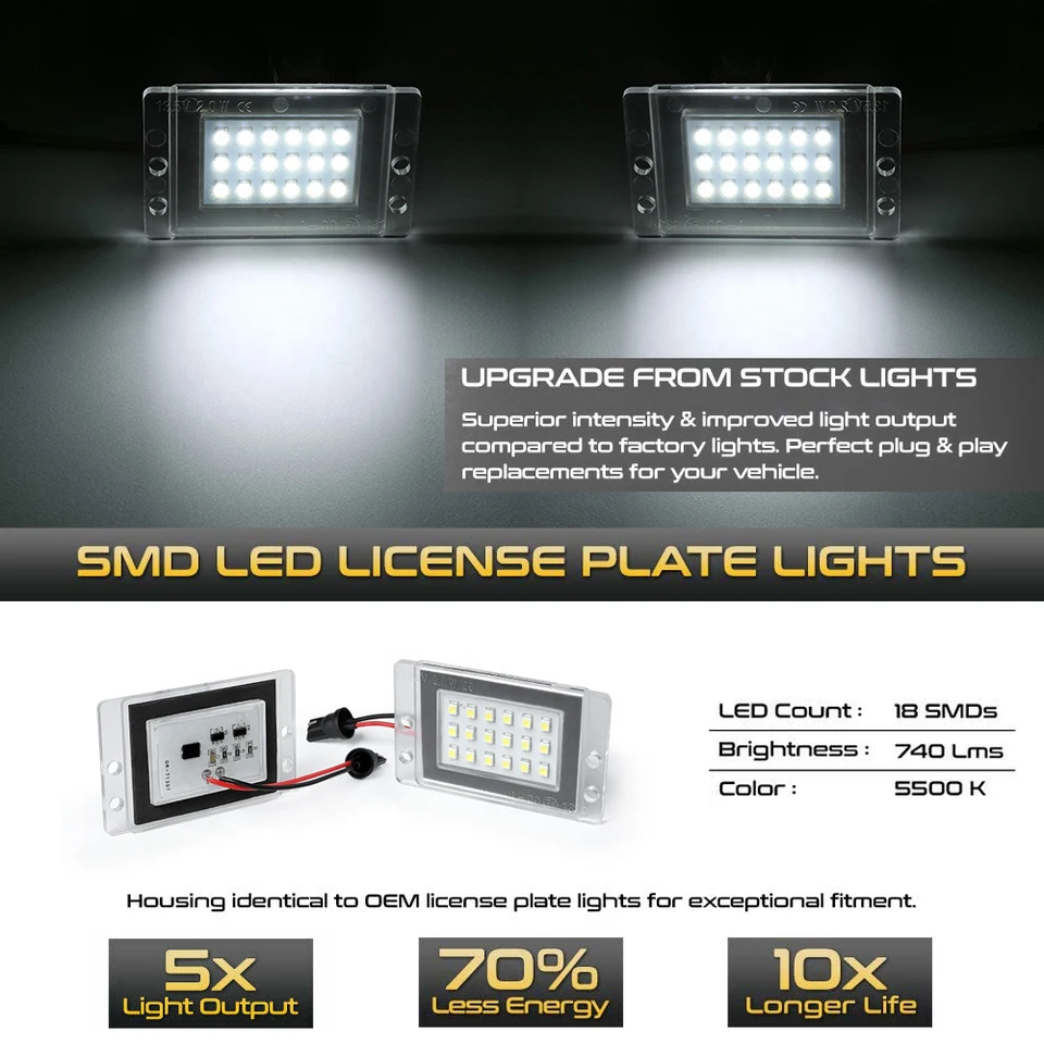 2 Luci LED Targa Per Volvo 850 (1992-97) E V70 (1997-2000) | Canbus Senza Errori | Bianco 6500K | OEM 9187329