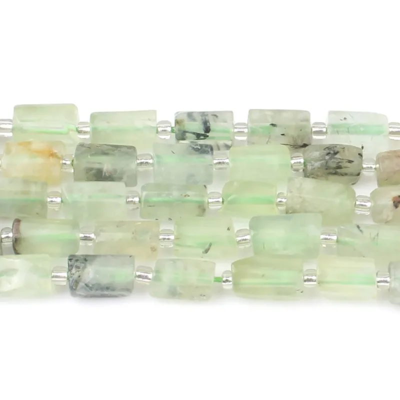 8X11 мм цилиндр зеленый прехнит натуральный камень бусины для изготовления ювелирных изделий Рукоделие подходит DIY Браслеты ожерелье 7,5 дюймов