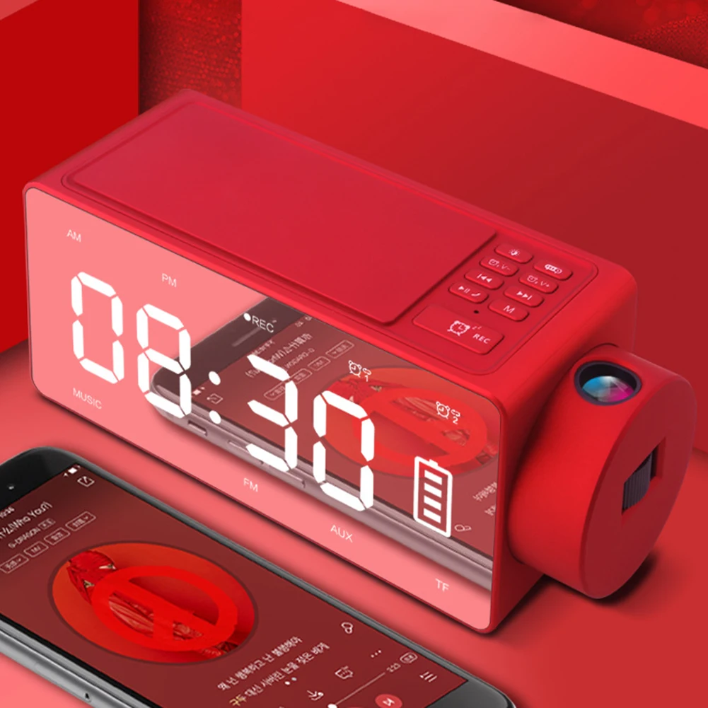 10 Вт Будильник беспроводной Bluetooth динамик беспроводной телефон зарядка светодиодный цифровой FM, AUX, TF карты часы с динамиком с батареей