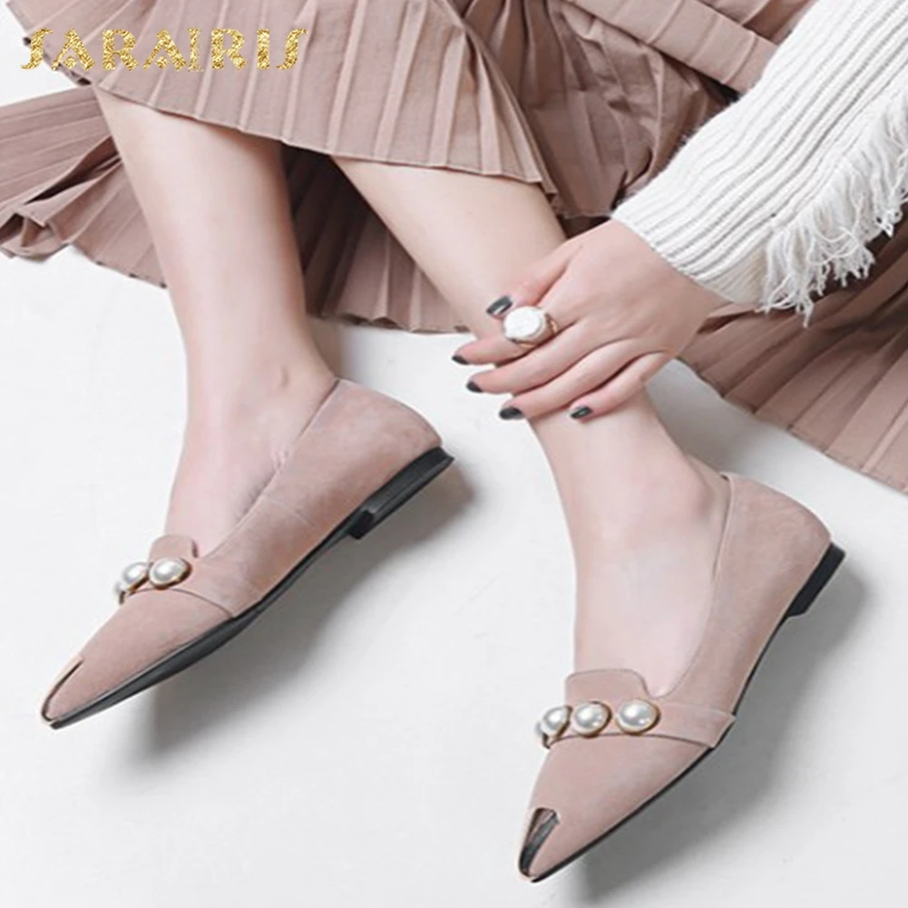

Sarairis 2020 New Fashion Kid Suede Casual Shoes Woman Flats Female Slip On Pointed Toe Spring/Autumn Casual Flats Women Shoes