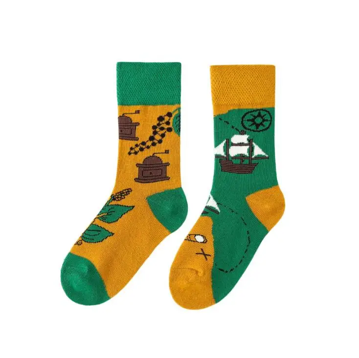 Модные детские носки с принтом хлопковые носки с цветочным принтом длинные Веселые носки для девочек детские От 4 до 12 лет на осень и зиму - Цвет: Прозрачный