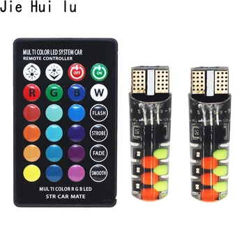 

New Universal Car Led W5W T10 RGB COB 12SMD Clearance lights Colorful Multi Mode Car Light Bulbs With Remote Controller
