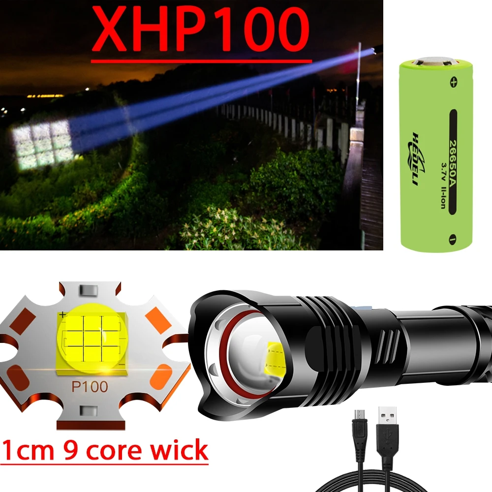 600000LM Новый Xhp100 мощный светодиодный светильник фонарь Xhp90 тактический флэш Usb