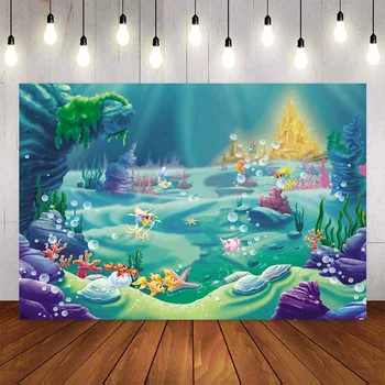 

Photography Background Seabed Backdrop Fish Castle Coral Mermaid Kids Birthday Party Custom Photocall Photo Studio Photo Prop