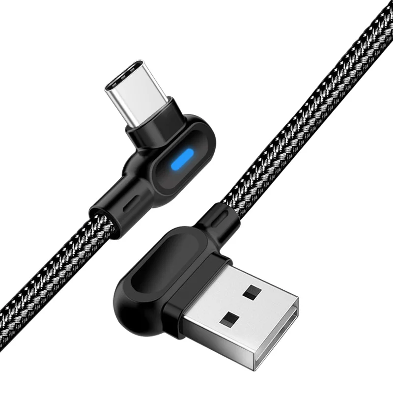 Олаф 90 градусов 2.4A type C кабель USB C супер быстрая зарядка type-C зарядный кабель для передачи данных для samsung Xiaomi huawei mate 20 P20 Pro - Цвет: Black for type c