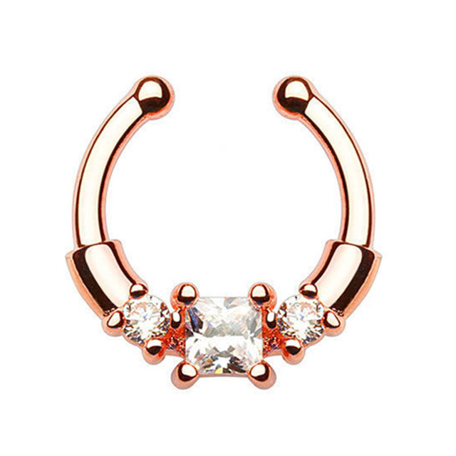 Stainless Steel Fake Nose Ring Septum Piercing Cheater Clip On Non Piercing Nose Ring Fake Septum Jewelry Faux Percing Nez