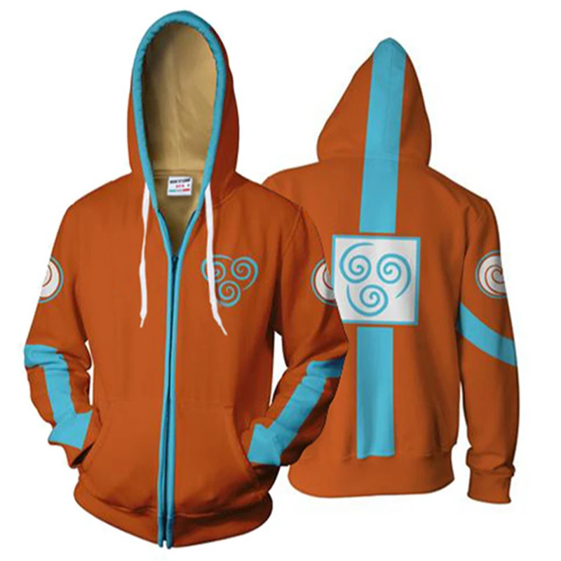 Avatar The Last Airbender Cosplay Hoodies Aang Sweatshirts Katara Sokka Hooded Zipper Jacket Anime Adult Outerwear0 (14)