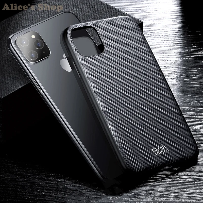 Luxury Business For iPhone 11 Pro Max Carbon Fiber Canvas Leather & PC TPU Case Cover Apple 11/ Pro/ Back Cases |