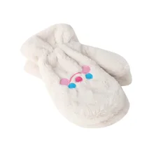 Модные милые перчатки для женщин и девочек, одноцветные утепленные однотонные зимние теплые перчатки с мультяшной вышивкой, ветрозащитные