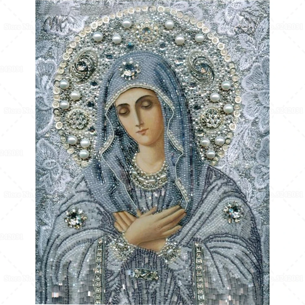 Virgin Mary 5d Full Diamond Painting Pray For Us Holy Mary Pearl Resin