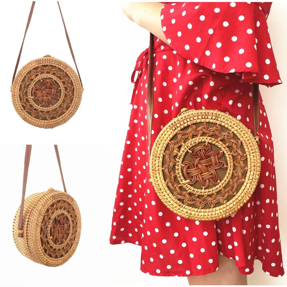 

Round Rattan Bags for Women 2019 Summer Beach Bags Bohemian Fashion Hollow Shoulder Straw Bag Woman's Crossbody Bags
