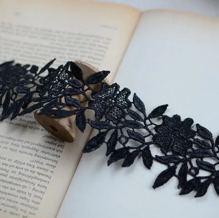 Lace Fabric Lace Ribbon Lace Sewing Supplies Lace Sewing Accessories Lace Accessories Lace Garment Accessories Lace Decoration Clothing Craft Accessories 1 Yard/2 Yards Black White Lace Appliques Embroidered Net Lace Fabric Trim Ribbons DIY Sewing Handmade Craft Materials