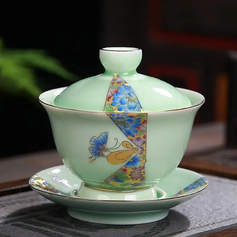 4 Ручная роспись Gaiwan чайный набор керамика кунг-фу чайная чашка фарфоровый чайник Tureen для путешествий чайная посуда для напитков аксессуары - Цвет: 4