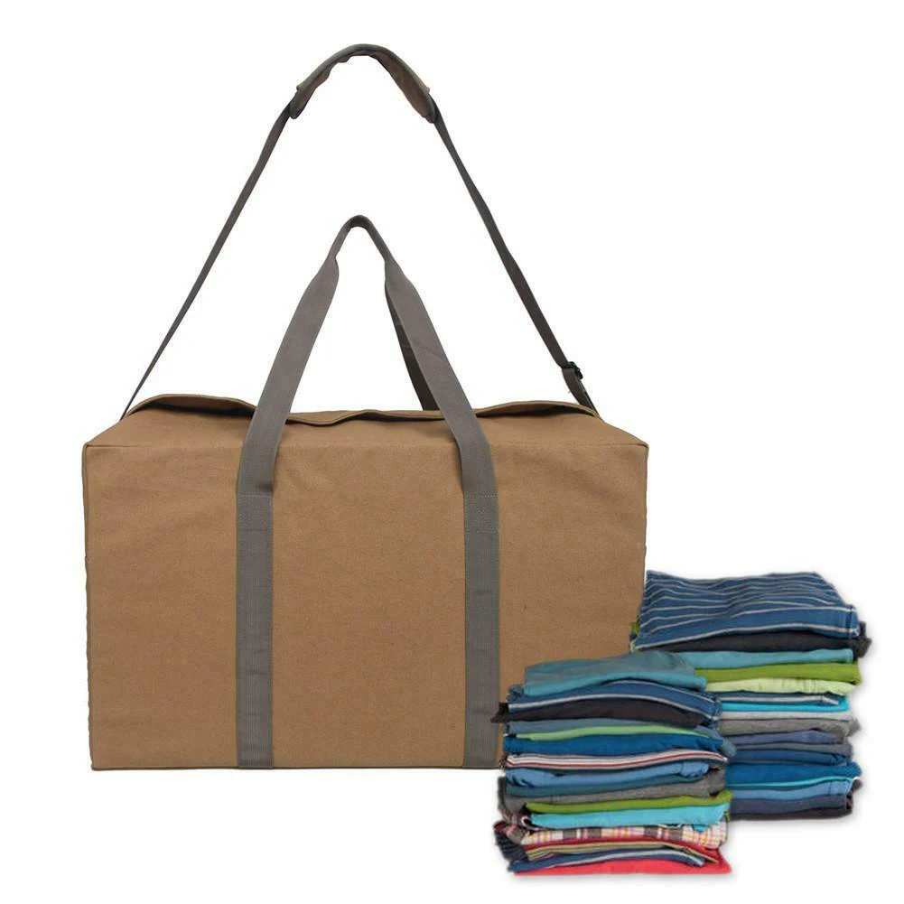 

Khaki Wearable Canvas Travel Bag Home Clothing Finishing Storage Bag Anti-Theft Canvas Bags 2019ing
