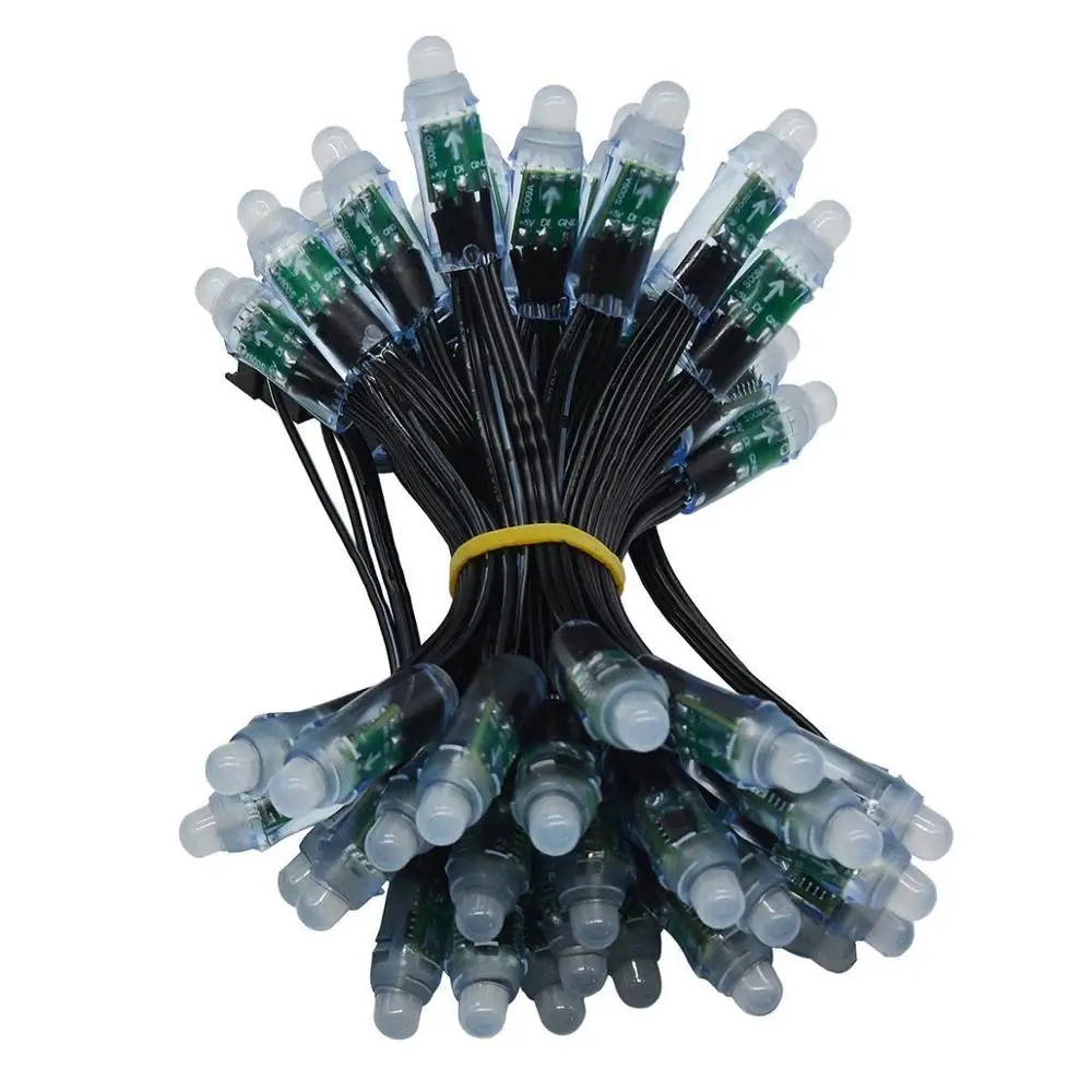 WS2811 диффузные цифровые RGB светодиодные точечные лампочки зеленый провод индивидуально адресуемый Круглый DIY светодиодный пиксельный модуль IP68 jk1019