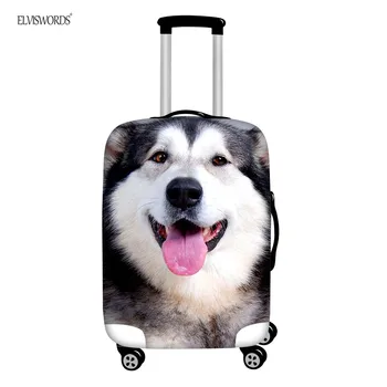 

ELVISWORDS Huskie Funny 3D Printing Luggage Cover Elastic Thick Dust Rain Covers Pet Dog Apply to 18"-32" Suitcase