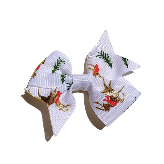 2.6 Inch Christmas Hair Bow With Clip Printed Hair Clip For Kids Girls Boutique Party Bows Grips Barrettes Hair Accessories 6