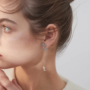 

Xinwei earrings 2020 new simple asymmetric snowflake earrings for women long alloy pendant earrings jewelry gift