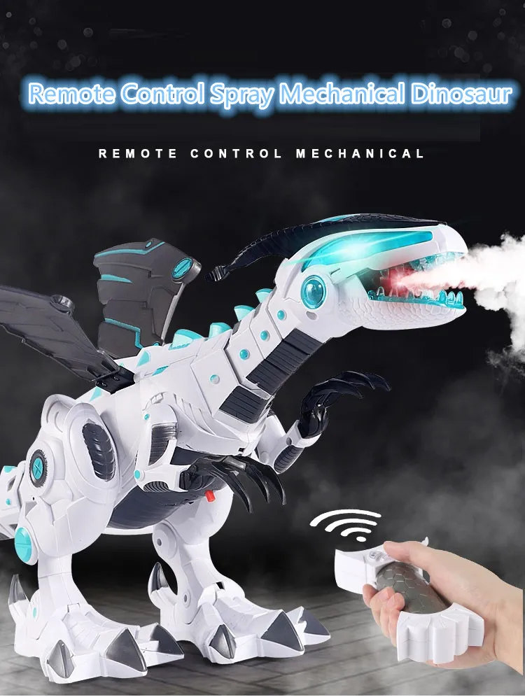 Rc робот игрушка динозавр Rc моделирование прогулки с музыкальными огнями звук умный робот спрей динозавр детские развивающие игрушки подарок