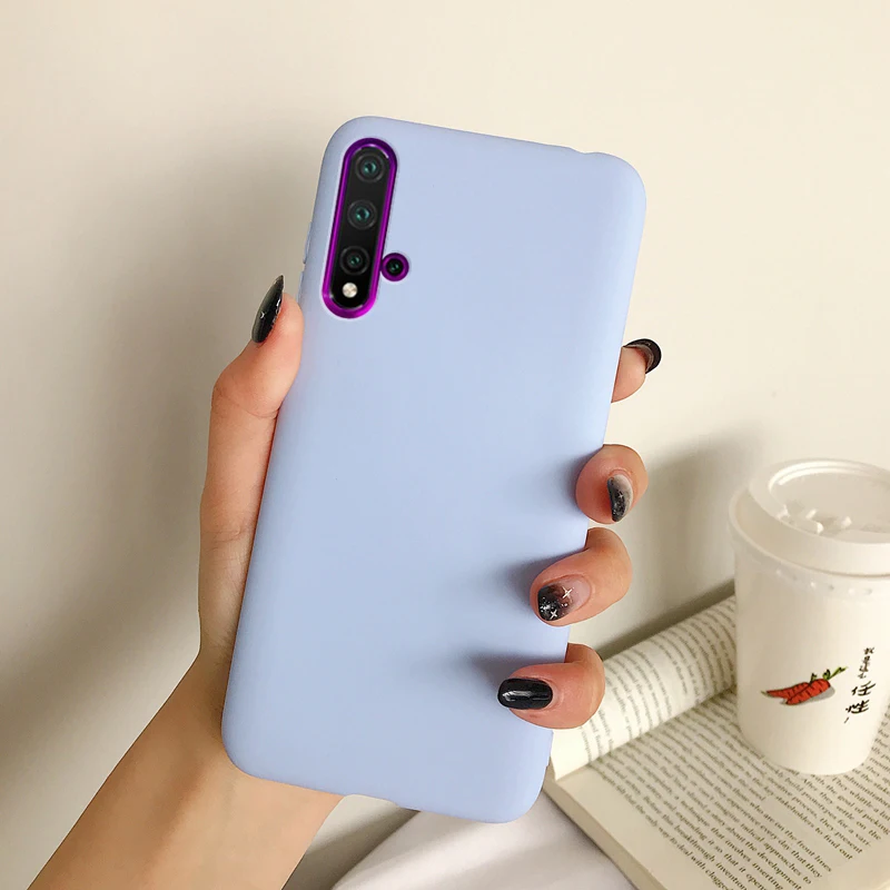 Матовая леденцового цельного цвета Цвета Крышка для huawei Nova5T Nova 5T Yale-L61D Yale-L61A Yale-L71A ТПУ резиновый мягкий силиконовый чехол-бампер - Цвет: LPurple