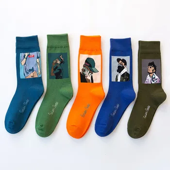 

2020 Cotton Crew Socks Colorful Comic Pattern Hip Hop Happy Socks Funny Casual Harajuku Novelty Calcetines Hombre