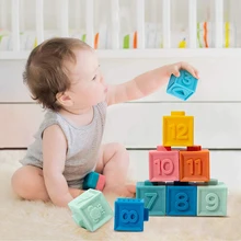 Blocs de construction souples pour bébés, hochets, anneaux de dentition, jouets pour nouveau nés de 0 à 12 mois, jouet de bain Montessori, Cubes sensoriels, boule, cadeaux pour bébés