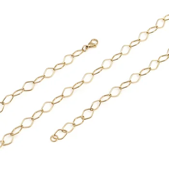 

Doreen Box Stainless Steel Link Cable Chain Necklace Oval Rhombus Gold Silver Color Chain Necklaces Jewelry 60- 80cm long, 1PC