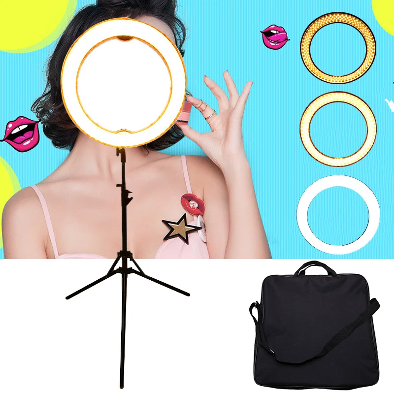 

Camera Photo Studio Phone Video 18inch 55W 240PCS LED Ring Light 5500K Dimmable Ring Lamp Photography With 190CM Tripod