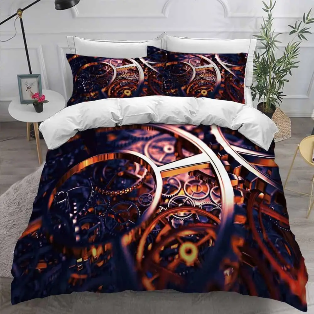 

Clocks Time Printed Adults Bedroom Bedding Cover Set Soft Microfiber Quilt Cover Bedding 2/3 Pcs Set with Pillowcases