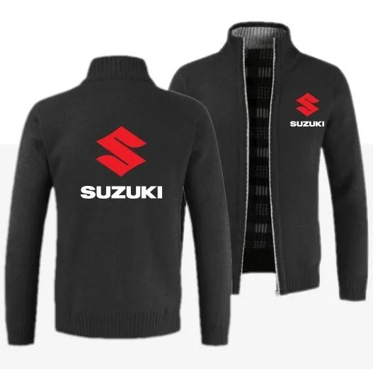 Осень зима логотип Suzuki мужская куртка приталенная стоячий воротник куртка на молнии мужская однотонная хлопковая Толстая теплая куртка для мужчин