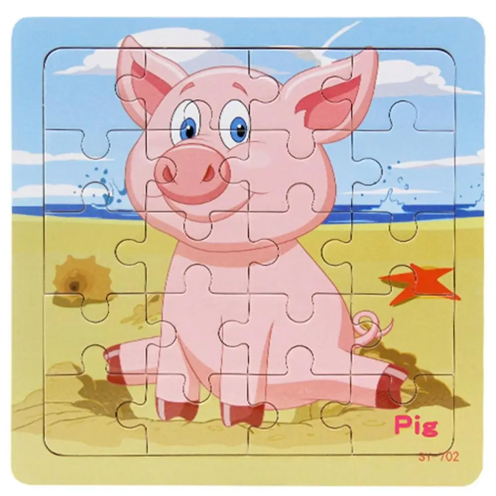 Pig Мини 3D головоломка детская головоломка 20 частей древесный лес форма животного история головоломка ИОМ для детей головоломка обучающая игрушка - Цвет: Pig