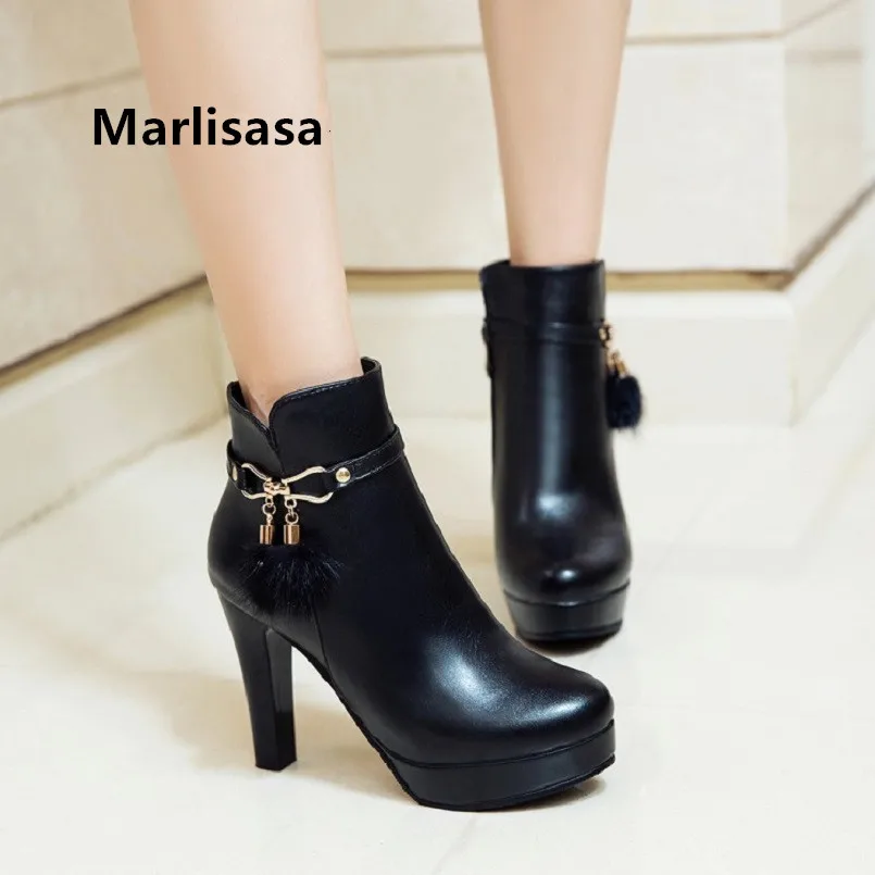 Marlisasa/Botas De Mujer; женские классические белые ботинки из искусственной кожи; большие размеры 34-43; женские осенние ботинки martin на высоком каблуке; F6049